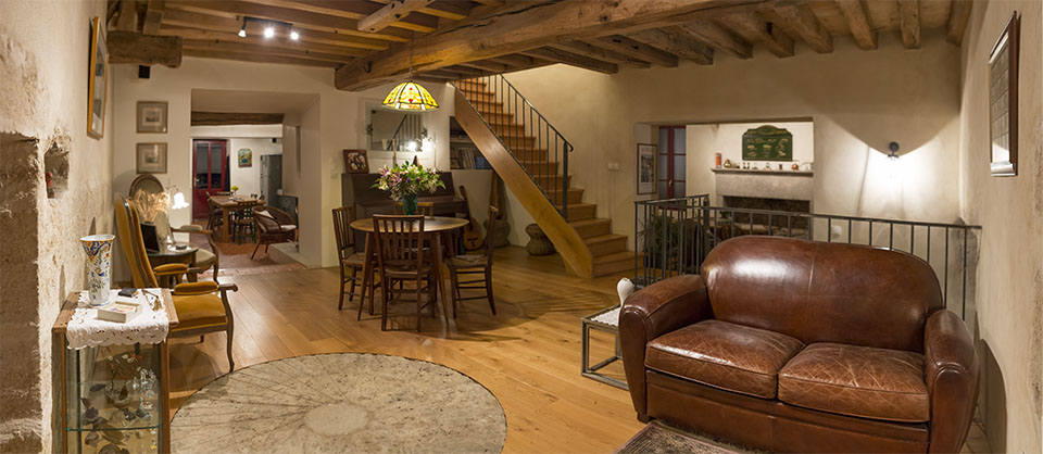 Contemporary and historical: living room in the main house